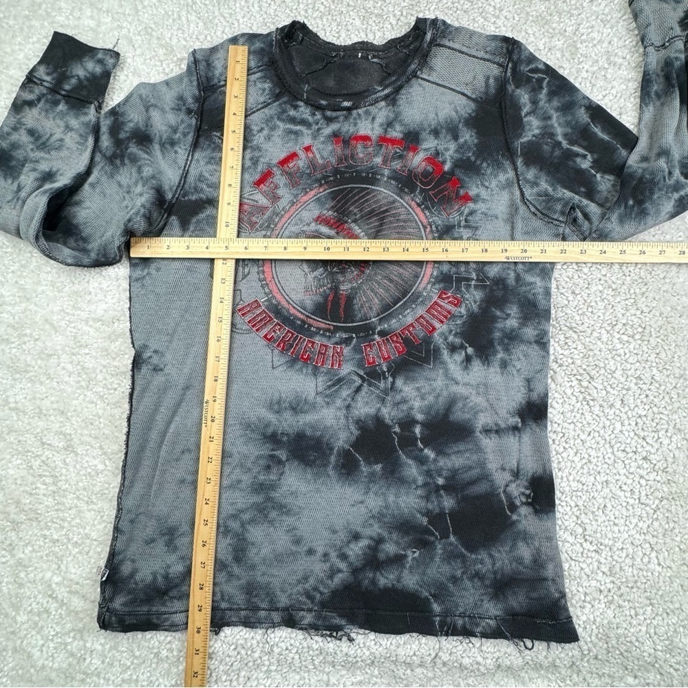 AFFLICTION Men's Long Sleeve Reversible Thermal Shirt. XXL skull bird distressed - Picture 9 of 15
